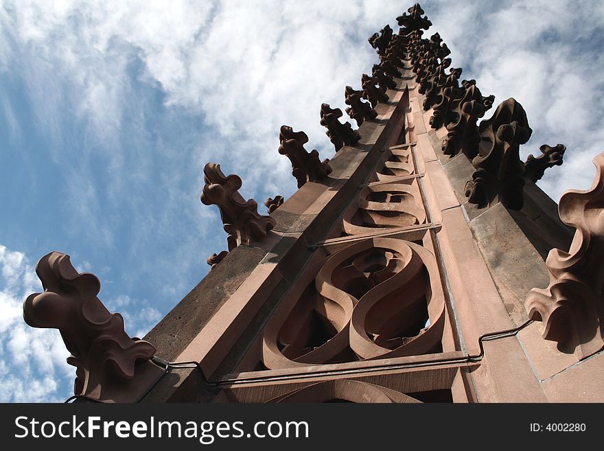 Spire of cathedral in Basel. Spire of cathedral in Basel.