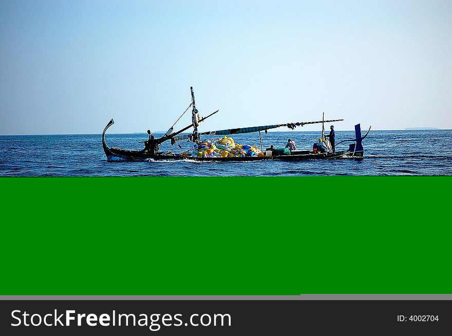 Typical garbish boat at maldives. Typical garbish boat at maldives