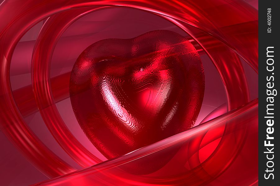 Abstraction with heart, 3D render. Abstraction with heart, 3D render