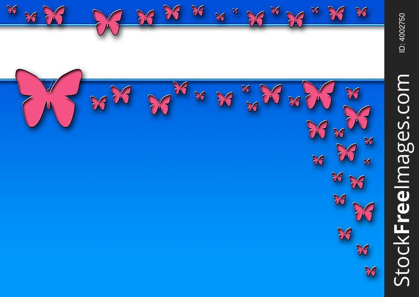 Blue background/template with butterflies and a white area for text. Blue background/template with butterflies and a white area for text.