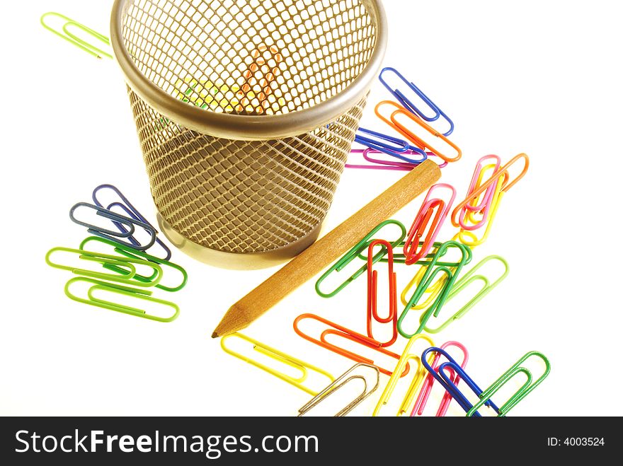 Paper clips and basket