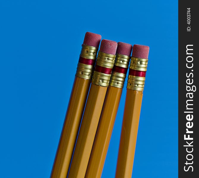 Studio close up of four pencils. Studio close up of four pencils