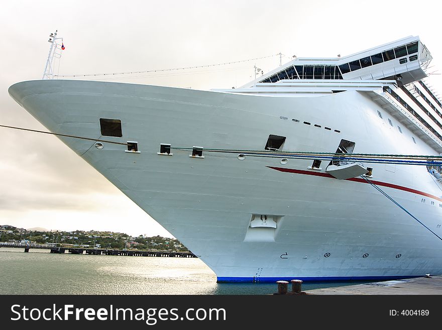 Caribbean Cruise Ship docked on the island of Antigua