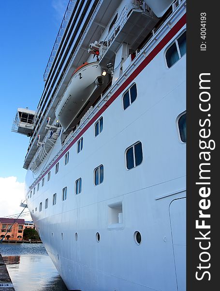 Caribbean Cruise Ship docked on the island of Antigua