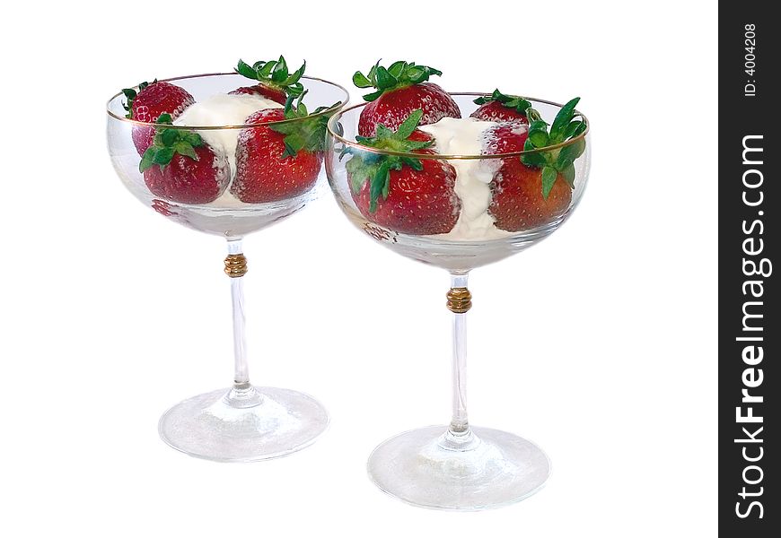 Strawberry icecream in wineglass