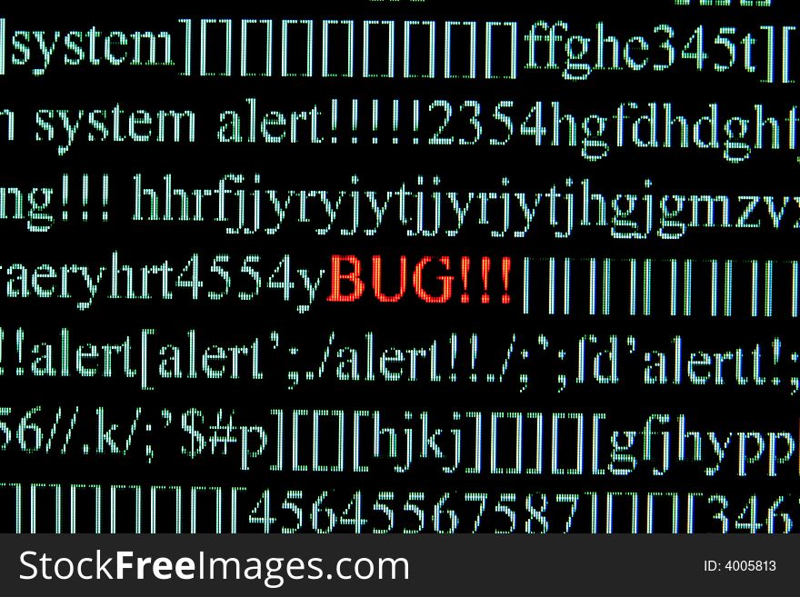 Computer bug on a screen