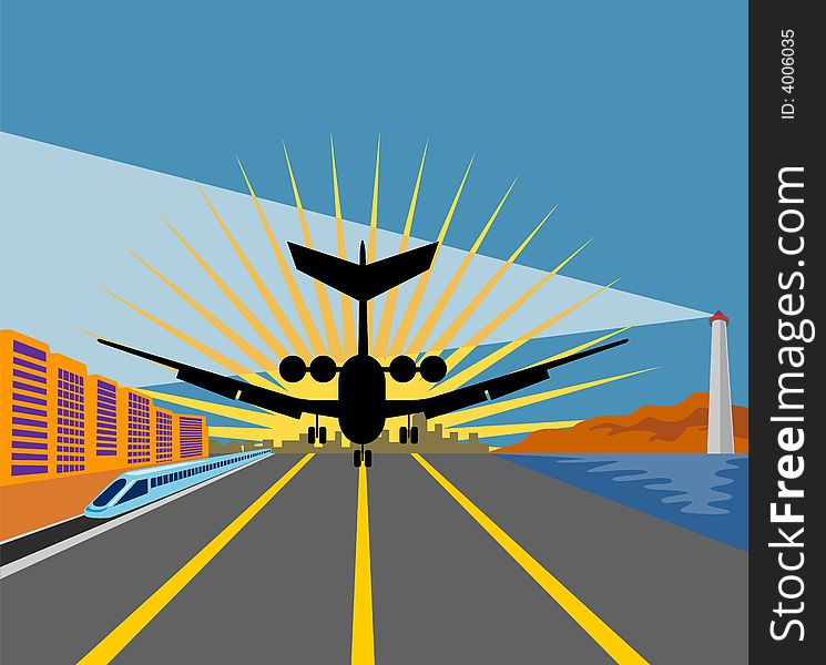 Vector art on land and air transportation. Vector art on land and air transportation