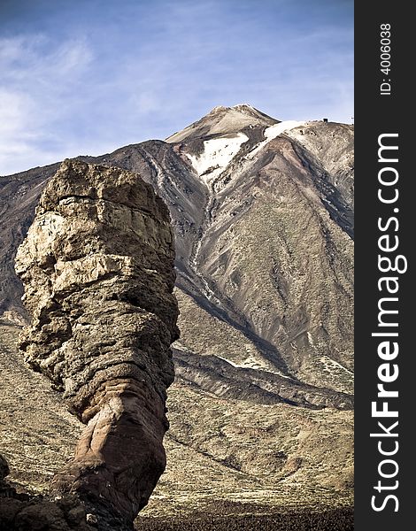 Vertical Rock Near Teide Volcano