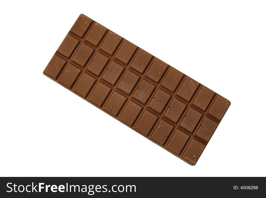 Tile of a milk chocolate on a white background