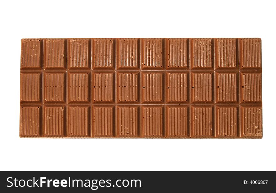 Tile of a milk chocolate on a white background