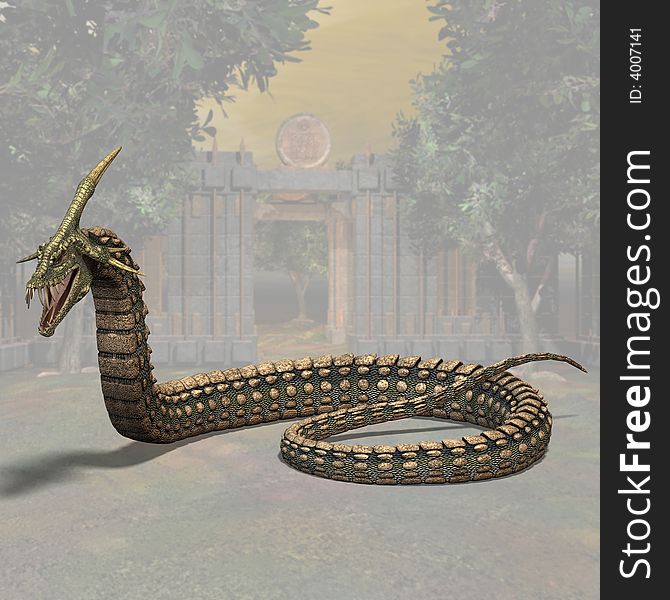 Fantasy Snake - Image contains a Clipping Path. Fantasy Snake - Image contains a Clipping Path