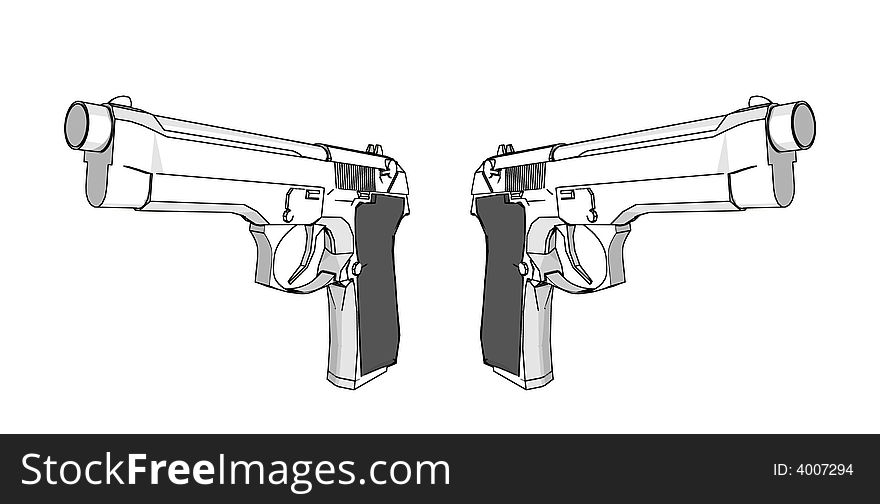 Guns - 3d illustration on white background