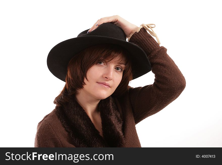 Portrait Of The Beautiful Girl In A Hat