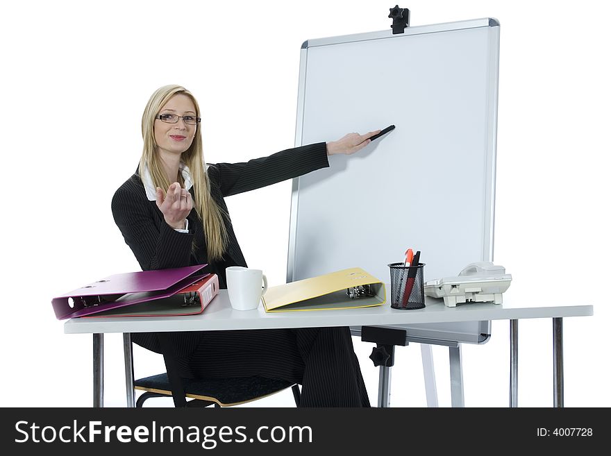 Business woman  working on isolated background