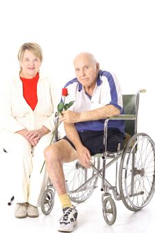 Handicap Senior Couple Isolated On White Stock Photography Handicap Senior Couple Isolated On White Stock Photography