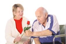 Man In Wheelchair Giving Wife A Rose Stock Images Man In Wheelchair Giving Wife A Rose Stock Images