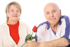Happy Seniors With Valentines Rose Stock Photos Happy Seniors With Valentines Rose Stock Photos