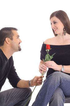 Man Giving Woman A Rose Stock Photo Man Giving Woman A Rose Stock Photo