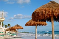 Beach Green Chairs , Blue Ocean And Umbrellas 2 Royalty Free Stock Image Beach Green Chairs , Blue Ocean And Umbrellas 2 Royalty Free Stock Image