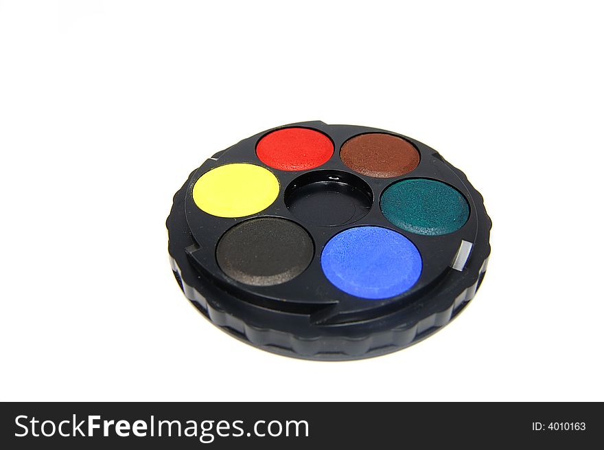 Set of round colourful water-color paint isolated on white. Set of round colourful water-color paint isolated on white