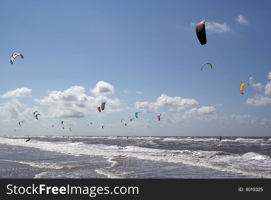 Kite surfers in St.Peter-Ording