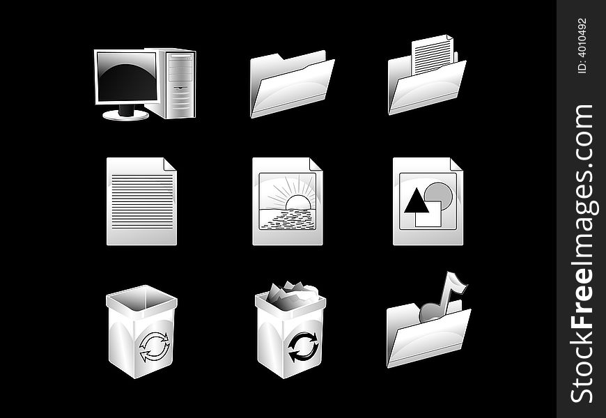 Image of gray icon set. Image of gray icon set