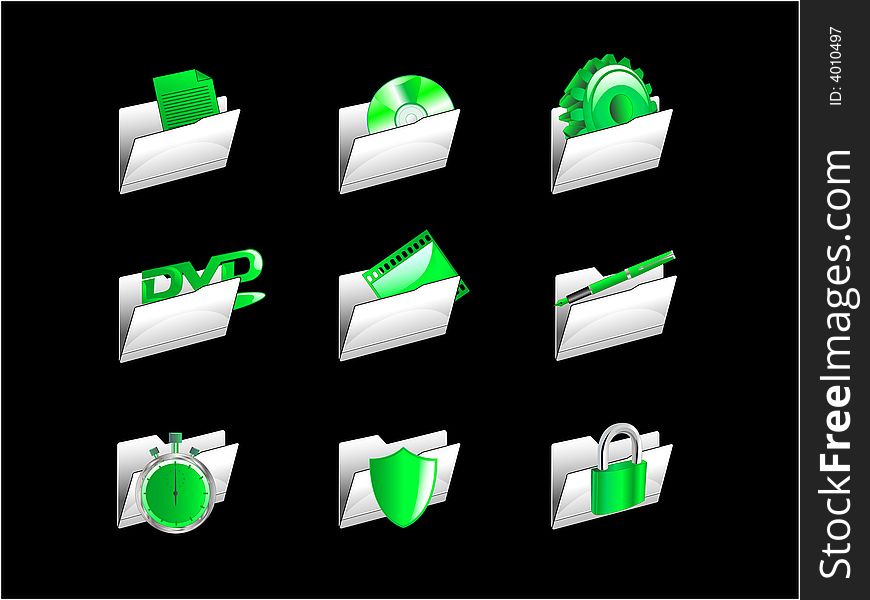 Image of green icon folders. Image of green icon folders