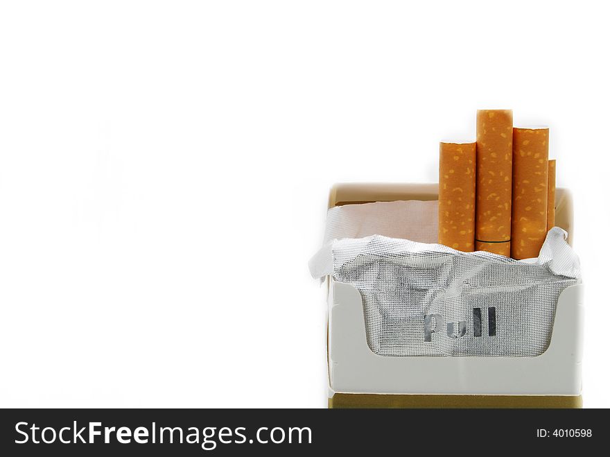 Pack of cigarettes on white