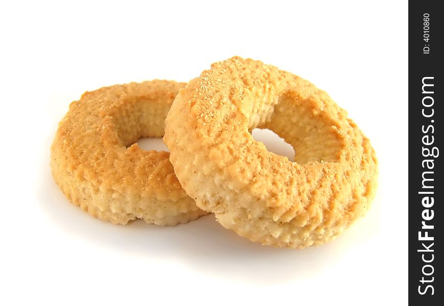 Isolated two tea cookies on the white background