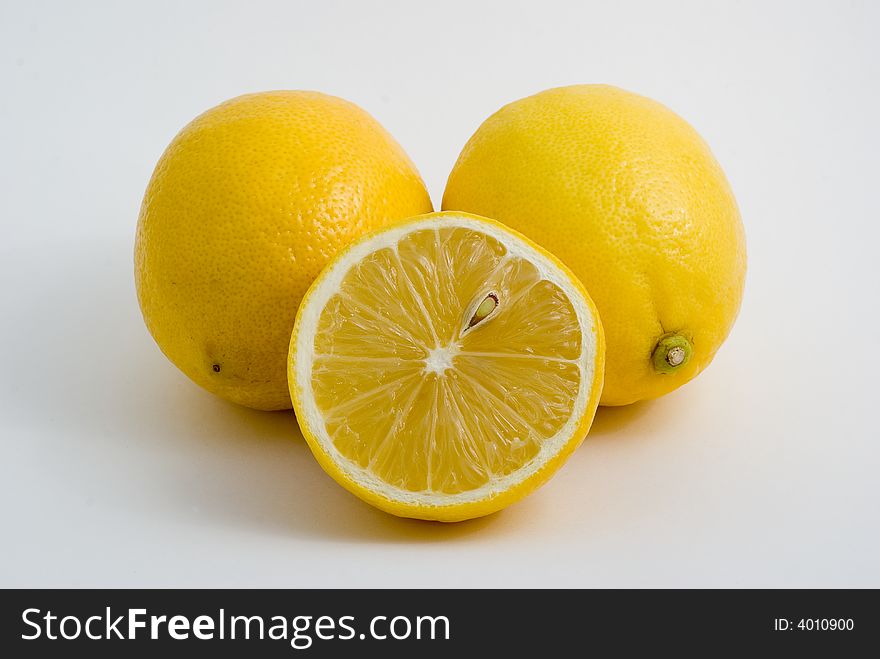 Fresh yellow lemons, isolated, white background. Fresh yellow lemons, isolated, white background