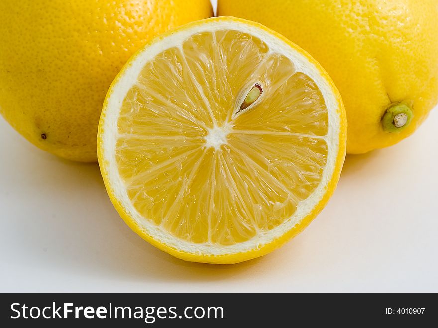 Fresh yellow lemons, isolated, white background. Fresh yellow lemons, isolated, white background