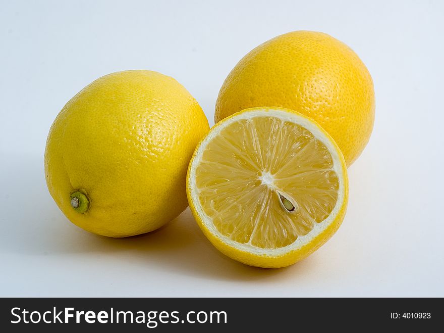 Fresh yellow lemons, isolated, white background. Fresh yellow lemons, isolated, white background