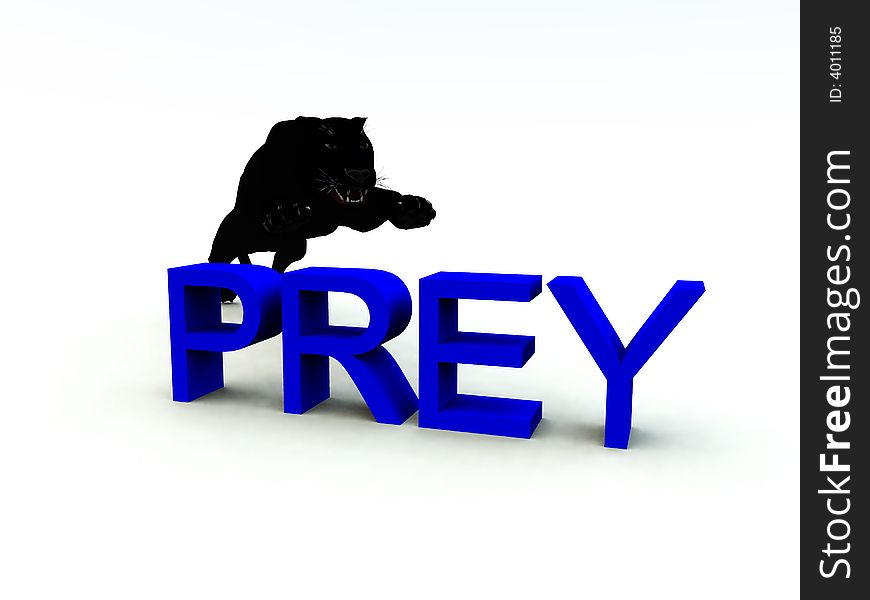 A conceptual image of the word prey being attacked by a leopard. A conceptual image of the word prey being attacked by a leopard.