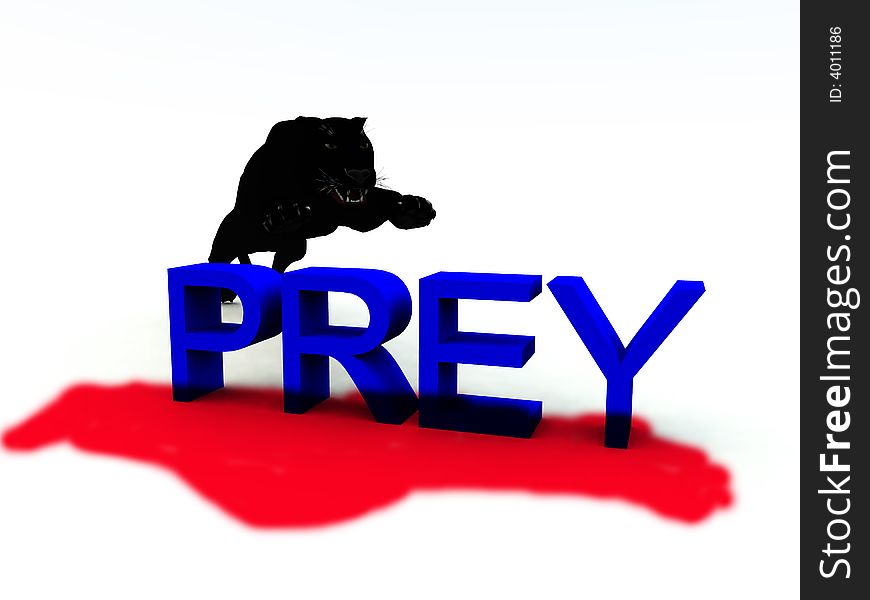 A conceptual image of the word prey being attacked by a leopard. A conceptual image of the word prey being attacked by a leopard.