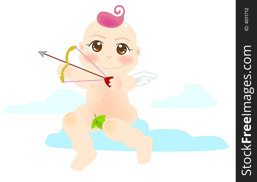 Vector illustration for a baby angel is shoot an arrow. Vector illustration for a baby angel is shoot an arrow