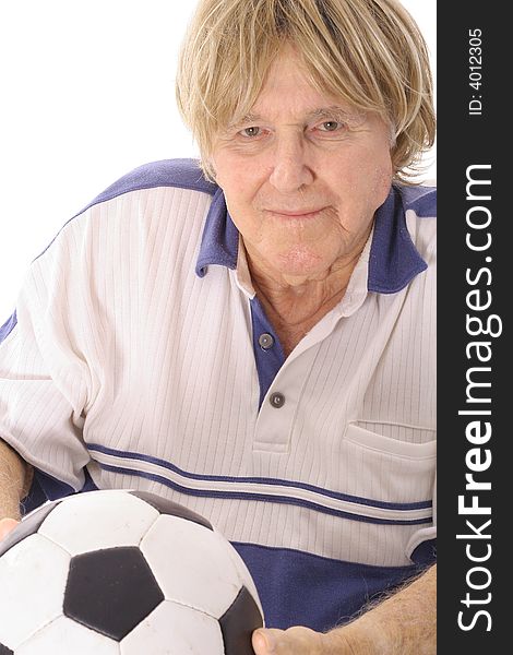 Cool old man with soccer ball