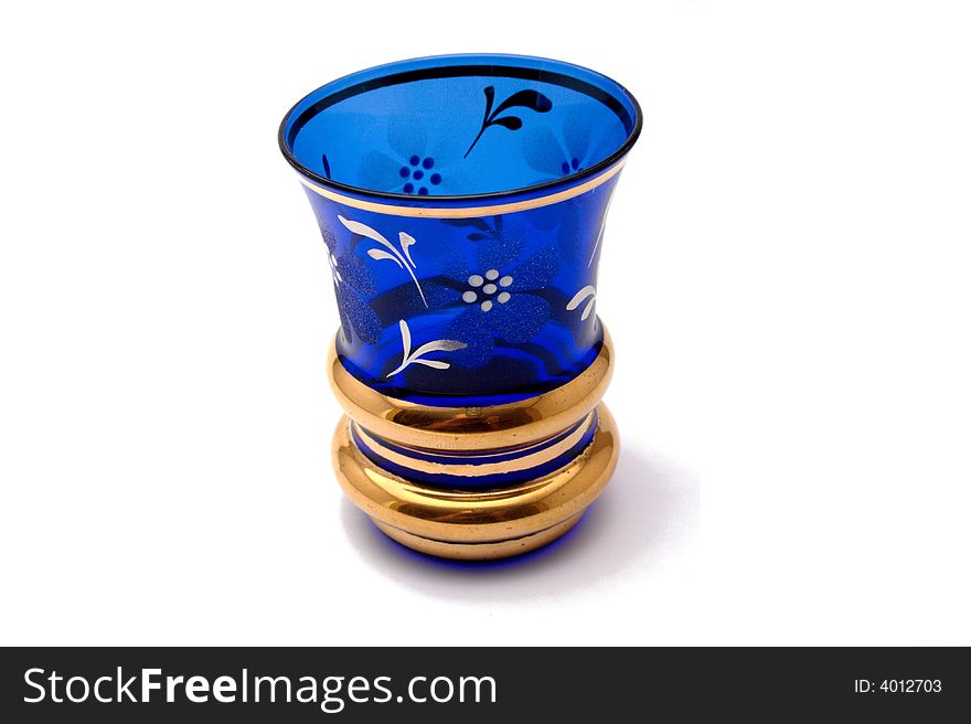 Isolated blue glass goblet on white background. Isolated blue glass goblet on white background