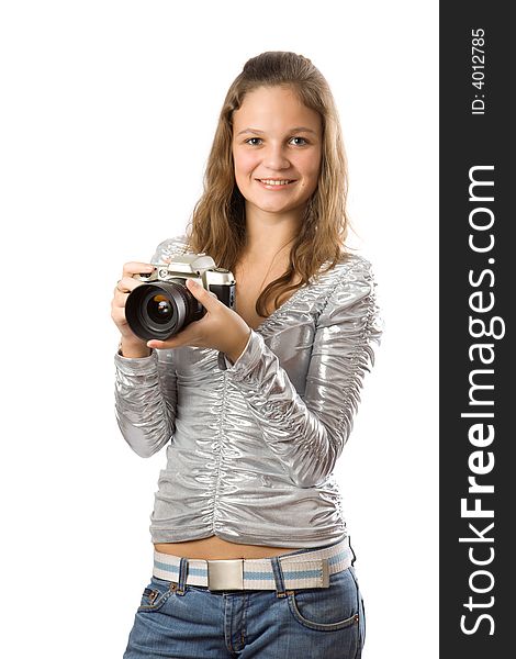 Young girl with SLR camera