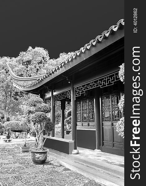 An old japanese architecture in black and white. An old japanese architecture in black and white