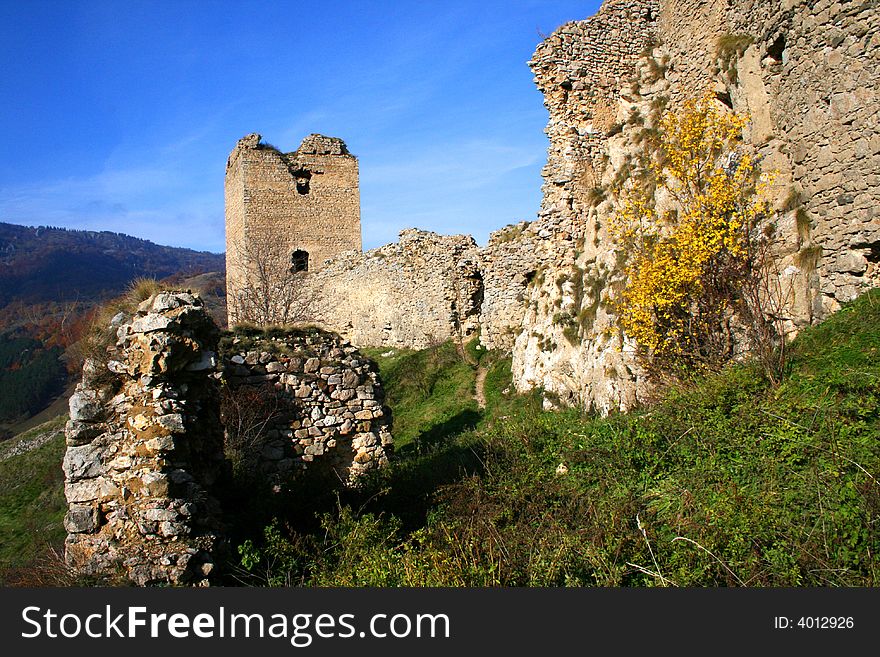 The ruins of an old castle in romania. The ruins of an old castle in romania