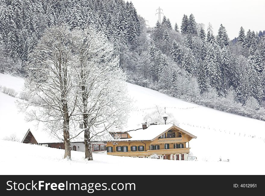 Ski resort in Soell (Austria), local scenics and architecture