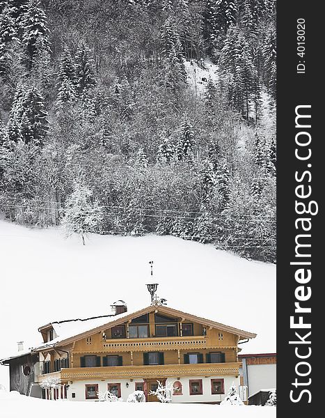 Ski resort in Soell (Austria), local scenics and architecture