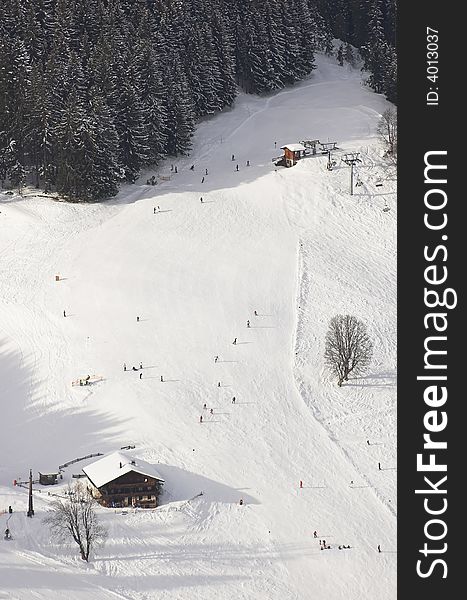 Ski resort in Soell (Austria), local scenics and architecture