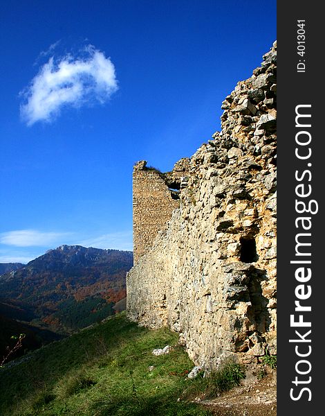 The ruins of an old castle in romania. The ruins of an old castle in romania