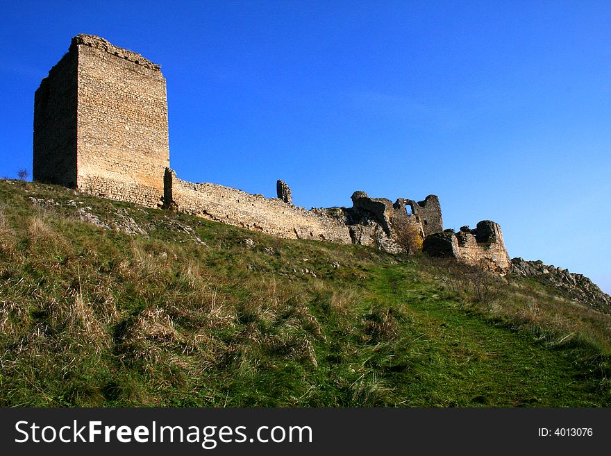 The ruins of an old castle in romania. The ruins of an old castle in romania