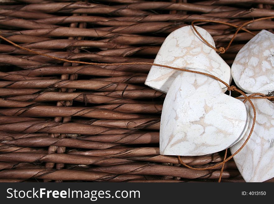 White Stained Wooden Hearts on a string