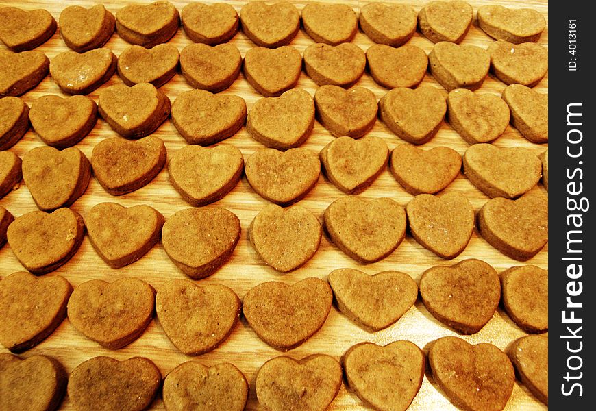 Hearts on the wood background
