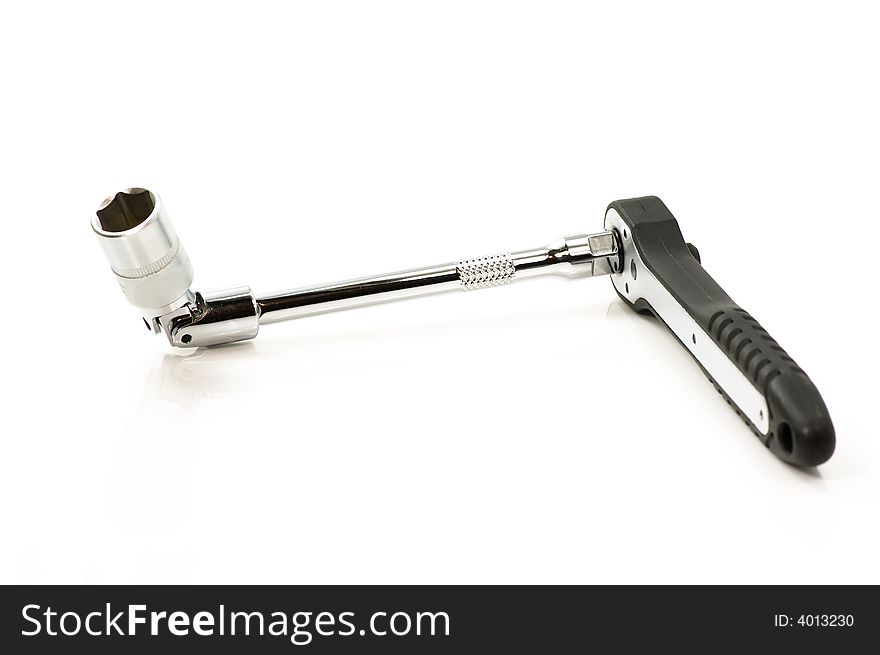 Ratchet spanner on white background