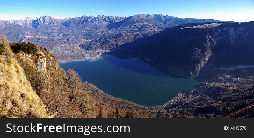 The beautiful S.Croce Lake and mountains near Belluno (North Italy)