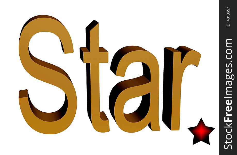 Golden star words in 3D for you